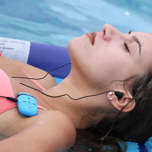 Vista 3 de Reproductor de MP3 impermeable para natación, auriculares subacuáticos con cable corto, MP3 impermeable natación bajo el agua 9.8 ft, función