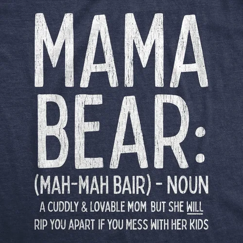Vista 2 de Camiseta divertida para mujer con definición de Mama Bear, Azul marino (Heather Navy)