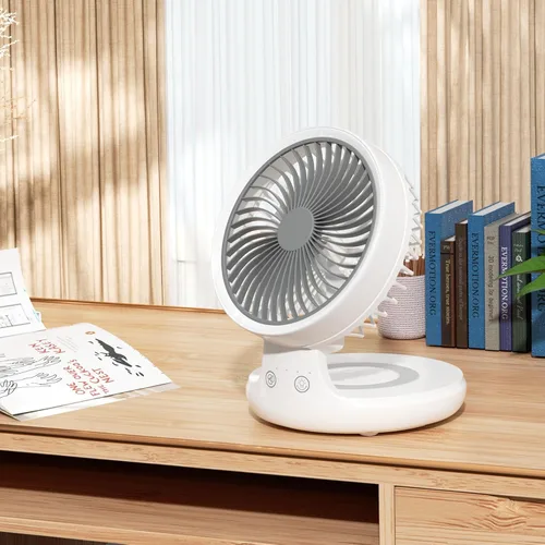 Vista 12 de Magshion Ventilador de escritorio plegable de 7.5 pulgadas con luz nocturna, ventilador pequeño oscilante de 120°, 4 velocidades, alimentado por USB