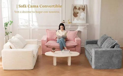 Vista 2 de Sofá Cama de Dos Plazas, Sofá Cama Convertible Sillón Futón para Sala de Estar, Sofá de Piso Extraíble 3 en 1 con Cojín y Almohadas, Gris Oscuro