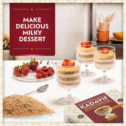 Vista 5 de Eastanbul Kataifi horneado y rallado para chocolate de Dubai, masa de pastelería Kadayif para pudín de leche, gránulos tostados Katifi Muhallebi