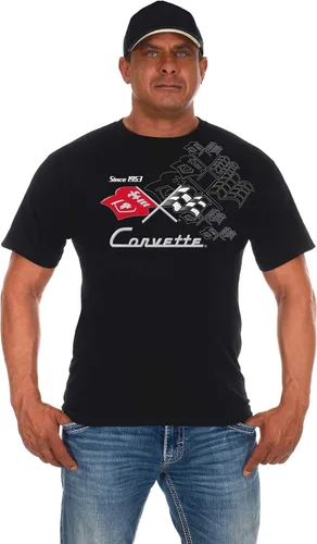 Vista 2 de JH Design - Camisetas de manga corta para hombre Chevy Corvette con cuello redondo