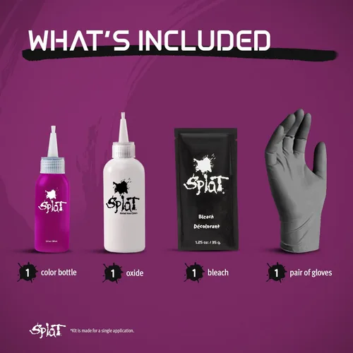 Vista 5 de Splat Berry Blast - Kit de tinte semipermanente para el cabello con blanqueador, 1 aplicación, incluye tinte para el cabello rosa morado, óxido