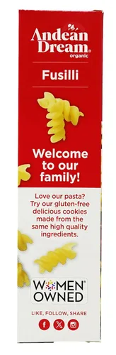 Vista 4 de Andean Dream Pasta orgánica de Quinoa Fusilli, 8 onzas- 12 por caja.12