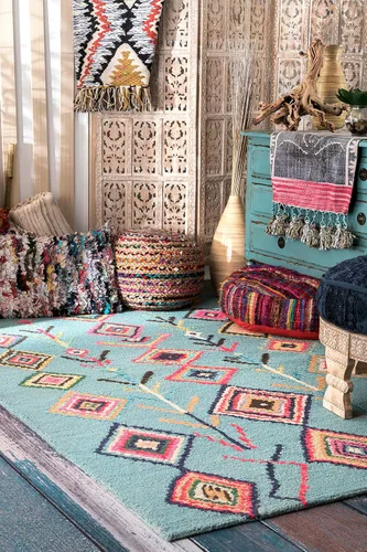 Vista 20 de NuLOOM Belini Alfombra de lana con acento a mano, 2 pies x 3 pies, color marfil Nuloom Belini Trellis - Alfombra de lana para sala de estar