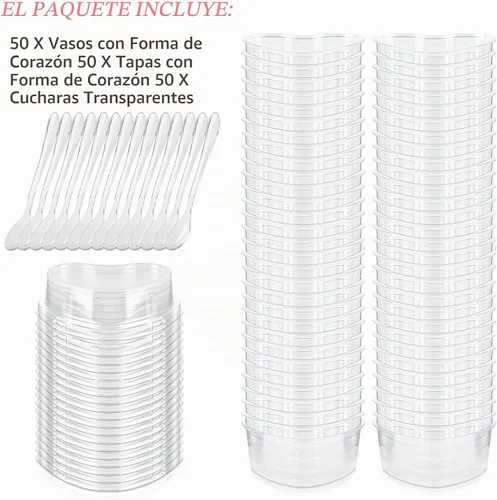 Vista 8 de Mini tazas de postre en forma de corazón de 5 onzas con tapas
