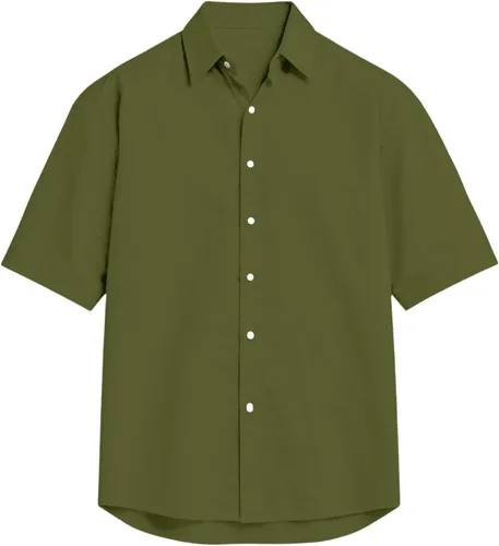 Vista 3 de RTRDE Men's Button Down Shirts Short Sleeve Solid Color Summer Business Casual Dress Shirt, S-3XL