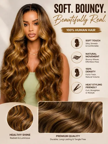 Vista 123 de Beauty Forever Bye Bye Knots - Peluca de cabello humano ondulado sin pegamento, predepilada, 7x5, encaje frontal, cabello humano suelto Peluca