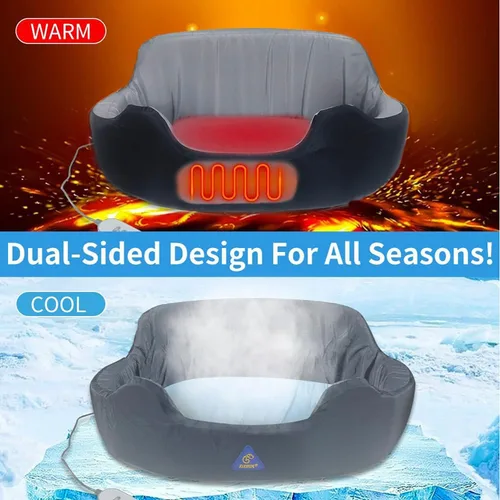Vista 2 de Cama autocalentable para mascotas con calor ajustable y diseño reversible, 3 ajustes de temperatura, funda extraíble lavable, base impermeable