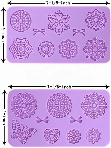 Vista 4 de Moldes de fondant de encaje en relieve, múltiples círculos de flores de encaje, herramienta de decoración de pasteles de boda, molde de silicona