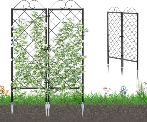 Vista 10 de Zhongma Paquete de 4 enrejados de metal de 24 pulgadas para plantas en macetas que trepan, interior y exterior, enrejado de soporte para plantas