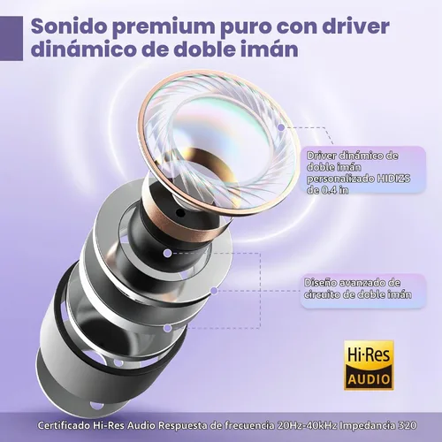 Vista 3 de Hidizs MS1 Galaxy IEM - Auriculares para juegos con doble motor magnético para sonido envolvente para juegos con cable, micrófono en línea, cable