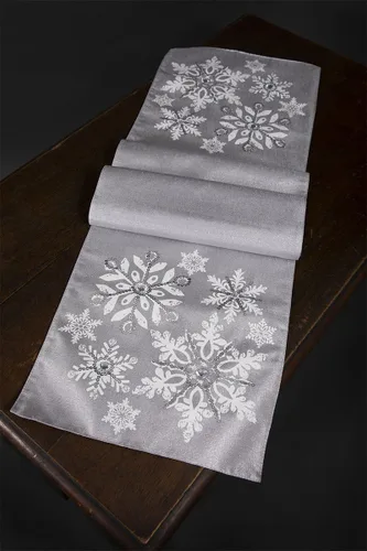 Vista 3 de Manor Luxe Camino de mesa navideño con nieve brillante, 13 x 108 pulgadas, 13 x 108 pulgadas