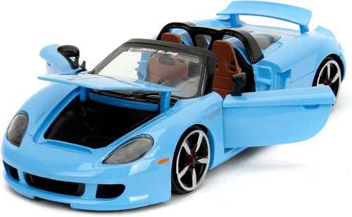 Vista 6 de Pink Slips 1:24 W6 Porsche Carrera GT - Coche fundido a presión, juguetes para niños y adultos (azul claro)
