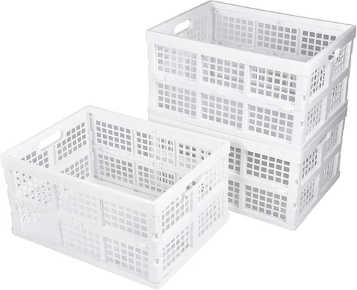Vista 13 de Aebeky Paquete de 3 cajas de almacenamiento plegables de plástico, 30 L, cajas de plástico plegables para almacenamiento (negro)