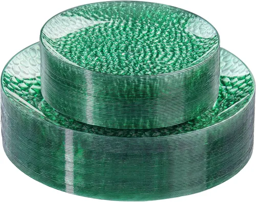 Vista 9 de Rubtlamp 60 platos de plástico, platos desechables de color marrón transparente, platos de plástico martillados resistentes, platos desechables