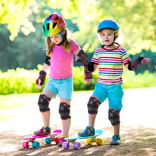 Vista 8 de TXJ Sports Coderas y rodilleras para niños con protectores de muñeca, equipo de protección para monopatín, patinaje sobre ruedas, ciclismo
