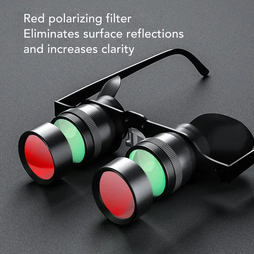 Vista 4 de Gafas binoculares manos libres para pesca, observación de aves, gafas de ópera con zoom 10X con lente polarizada, distancia de enfoque ajustable