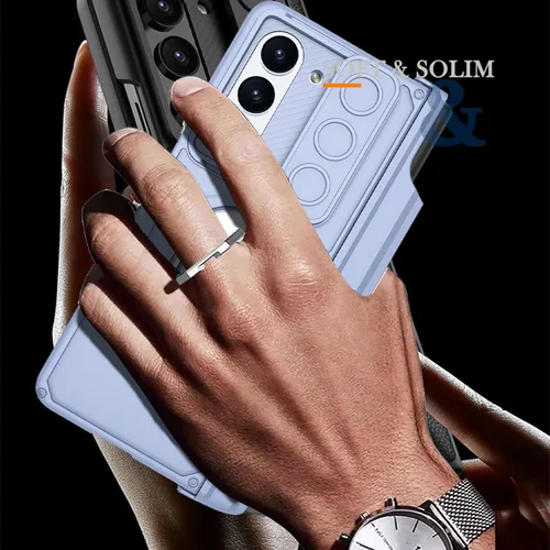 Vista 5 de Miimall Funda compatible con Samsung Fold 5 con soporte para bolígrafo, [protector de pantalla frontal] [cubierta deslizante para cámara], carcasas