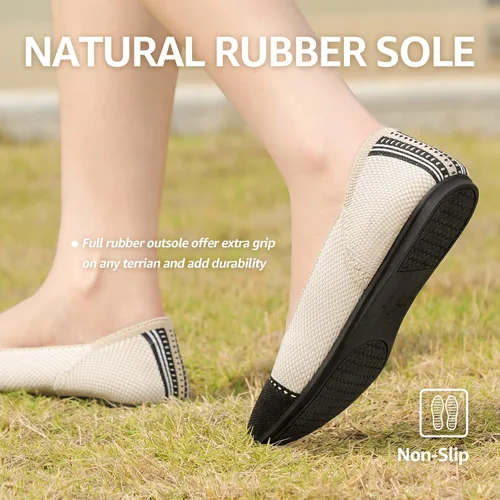 Vista 4 de Bacia Zapatos planos de ballet de punto para mujer, zapatos de vestir lavables cómodos