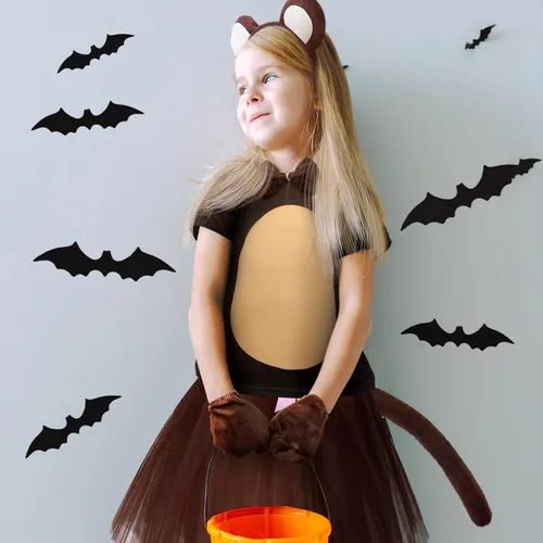 Vista 5 de Jiuguva Juego de 6 disfraces de animales para niños, disfraz de mono de Halloween, cola de mono, diadema de oreja, tutú, pajarita, patas, camiseta