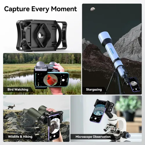 Vista 2 de APEXEL Adaptador de Teléfono para Telescopio, Adaptador de Foto Binocular para Android e iPhone, Soporte de Montaje de Teléfono para Telescopio