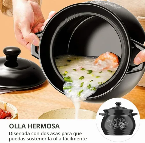 Vista 2 de Olla de cerámica para estofado de cerámica, resistente al desgaste, multiusos, con asas, cubierta resistente al calor para personas, hermoso diseño
