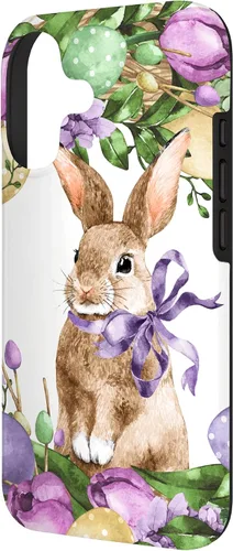Vista 2 de Floral Easter Bunny Wreath Decor for Women Cute Easter Day Case for iPhone 17