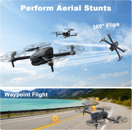Vista 7 de Dron con flujo óptico AI y control de voz/gestos AI, cámara FPV FHD de 1080P para niños principiantes y adultos, motor sin escobillas plegable RC