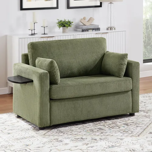 Vista 4 de P PURLOVE Sofá cama cama de 47.2 pulgadas de largo, sofá cama extraíble 2 en 1 con colchón, una mesa auxiliar plegable, sofá biplaza para sala