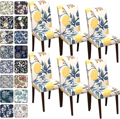 Vista 58 de Fundas para sillas de comedor CoSofSLIP, juego de 2, fundas estampadas elásticas antideslizantes, fundas extraíbles y lavables para sillas