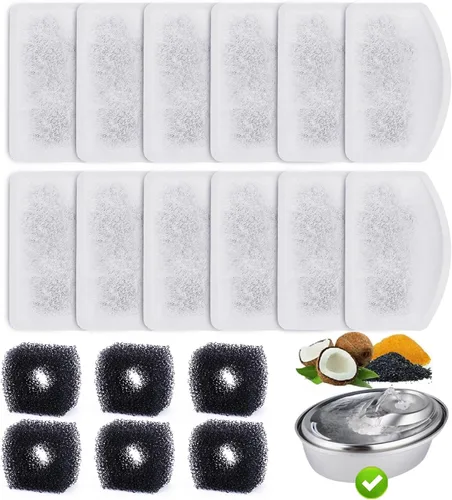 Vista 9 de Paquete de 12 filtros de repuesto para fuente automática D60 de 100 oz/3 L, filtros de fuente de carbono para gatos, dispensador de agua