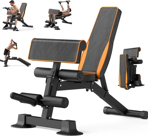 Vista 9 de Z ZHICHI Banco de pesas ajustable, bancos de entrenamiento de fuerza para entrenamiento de cuerpo completo, capacidad de 880 libras, juego de banco