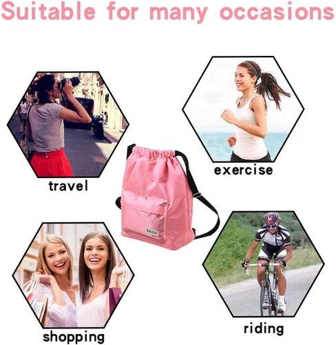 Vista 13 de KIKIGOAL Bolsa de natación separada seca y húmeda mochila portátil con cordón impermeable para gimnasio, deportes para piscina y playa