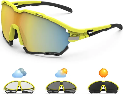 Vista 9 de VICTGOAL Cycling Glasses for Men Women with Polarized and Photochromic 2 Lenses Clear Road Bike Running Sports Sunglasses