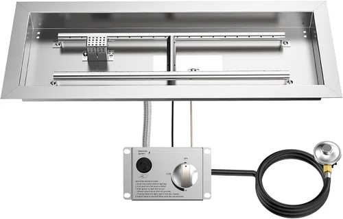 Vista 11 de Kit de quemador empotrable de hoguera Skyflame de acero inoxidable redondo de 19" con detección de llama, encendido electrónico por chispa, conjunto