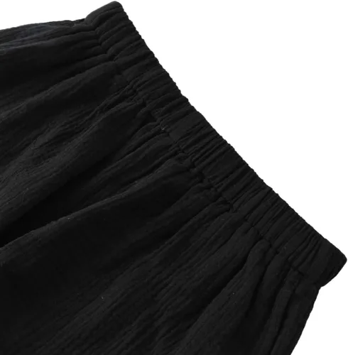 Vista 5 de Amazhiyu Conjunto de 2 piezas de gasa de algodón arrugado para mujer, pantalones cortos y tops de verano