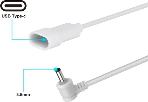 Vista 2 de Prestantious Adaptador de cable de alimentación, adaptador de enchufe USB-C a CC de 0.138 in compatible con batería de cámara Stick Up y batería