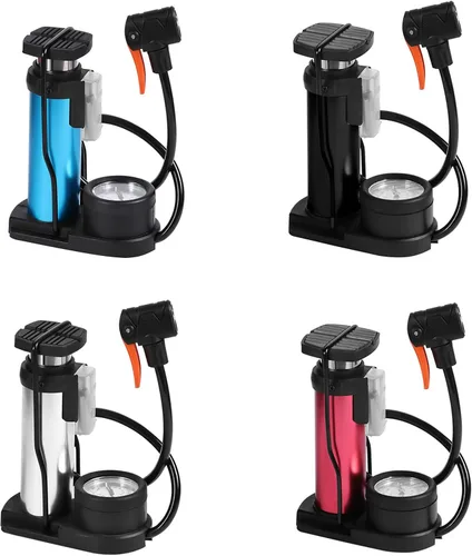 Vista 5 de Bicicletas Bombas de piso, bombas de doble barril bombas de neumáticos Bicicletas Bombas de aire de neumáticos Pequeñas bombas de piso con manómetro
