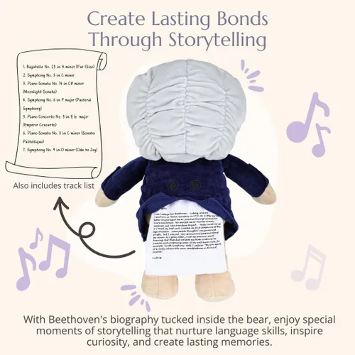Vista 3 de Ludwig Van Beethoven - Oso virtuoso, música clásica para bebés, juguete educativo para bebés, niños y adultos
