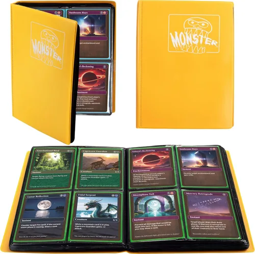 Vista 10 de Monster - Carpeta para tarjetas coleccionables de 4 bolsillos, álbum Holofoil negro, protección TCG antirrobo y anticaídas con bolsillos laterales