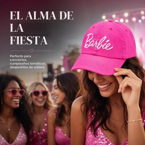 Vista 4 de Barbie Gorra de béisbol para mujer – Gorra de algodón suave para mujer con ala curvada – Gorra de béisbol ajustable de color rosa intenso Rosa oscuro