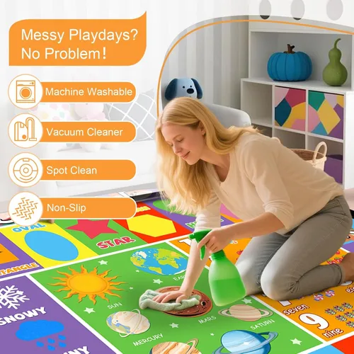 Vista 5 de Alfombra infantil ABC para sala de juegos, alfombra del alfabeto para dormitorio, educativa para aprender preescolar, alfombras para guardería