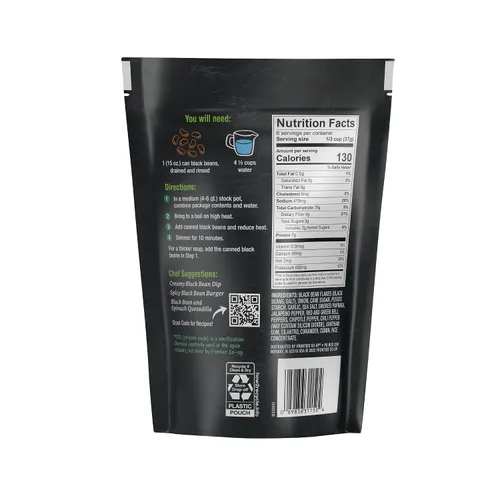 Vista 2 de Frontier Co-op Mezcla de sopa de frijoles negros picantes, 7.90 onzas, mezcla abundante para sopas, guisos y preparación de comidas