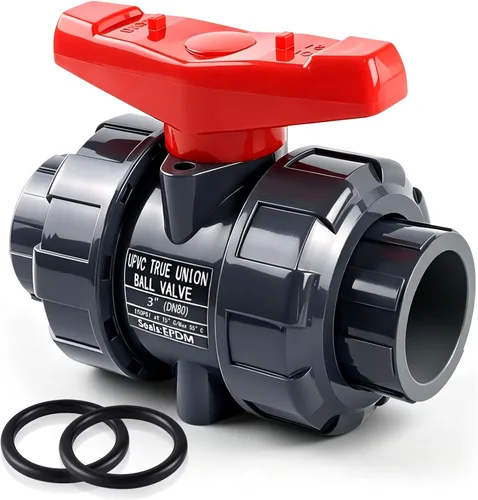 Vista 11 de Válvula de bola de unión de PVC, 1-1/2 pulgadas (DN40) Válvula de bola de unión verdadera de flujo completo con junta tórica ASTM EPDM, enchufe