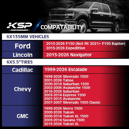 Vista 2 de Adaptadores de rueda KSP de 6 x 135 a 6 x 5.5, espaciador de conversación de patrón de pernos para rueda Silverado Ram instalar en vehículos F150