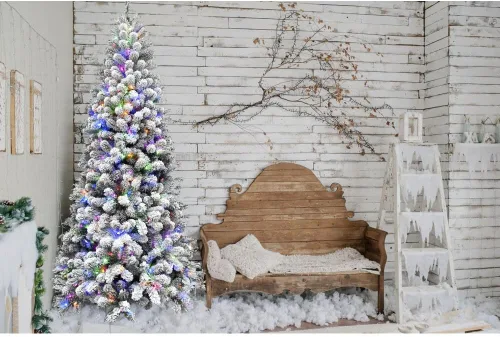Vista 5 de Fraser Hill Farm - Árbol de Navidad artificial de pino de Alaska de 7.5 pies, aterciopelado, con luces LED multicolores duales y blancas cálidas