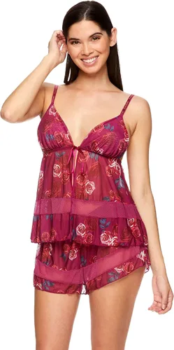 Vista 4 de bebe Ropa de dormir de malla y lencería corta para mujer, conjunto de lencería para mujer, conjunto de 2 piezas