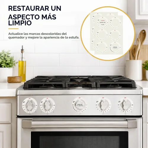 Vista 5 de 12 unidades de calcomanías para estufa, placa de cocina, parte superior de horno, perilla adhesiva de repuesto para horno, símbolo de perilla