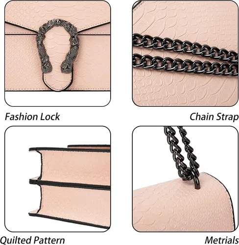 Vista 4 de Aiqudou Crossbody Satchel Handbag for Women - Fashion Snake Print Chain Purse Luxury Leather Shoulder Bags